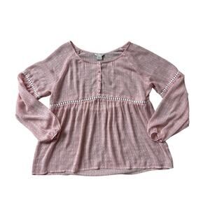 ARIAT Shee, long sleeve, pink blouse; VERY lightweight; size Medium